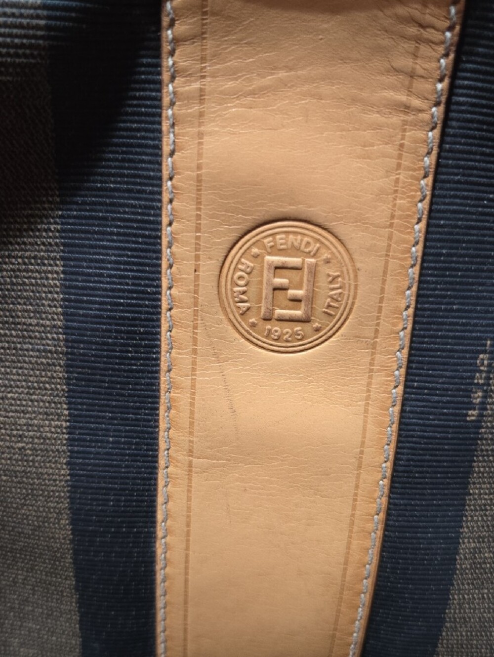 Fendi Brown and Tan Striped Canvas Messenger Bag - Picture 3 of 11